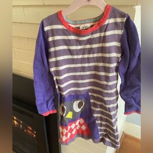 Mini Boden striped owl dress size 2-3T